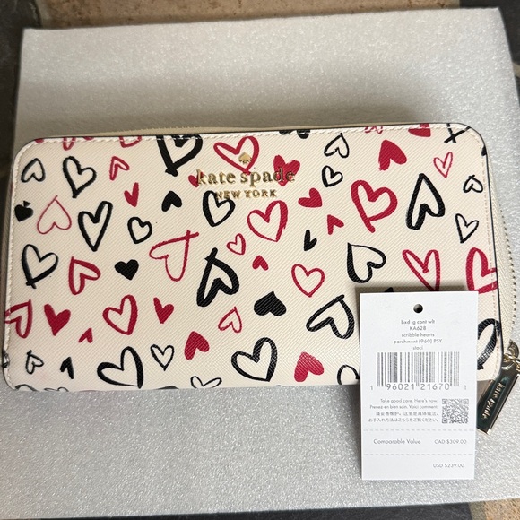 kate spade Handbags - NWT Kate Spade Staci Scribble Hearts Continental Wallet